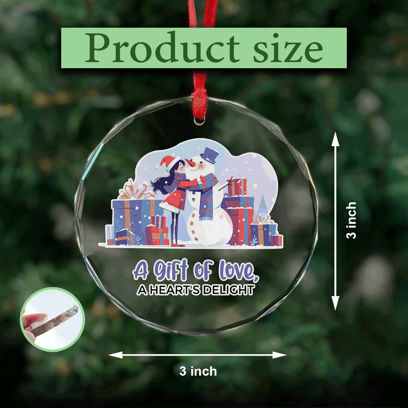Christmas Snowman Hug | Embrace the Magic of the Holiday | Glass Ornament
